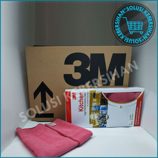 Kain Lap Microfiber Warna Merah Merk 3M Premium Per Box